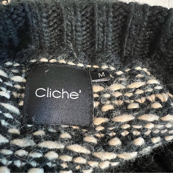 Women's mediumBlack and Cream Turtleneck Sweater/poncho - Picture 3 of 7